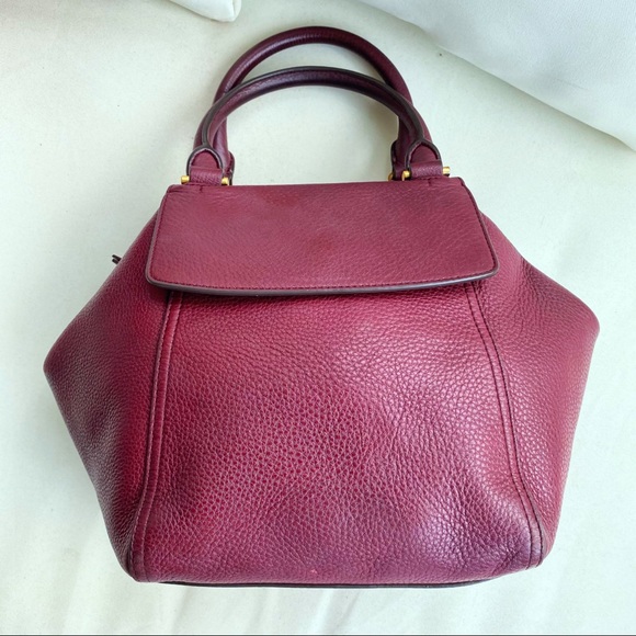 Tory Burch Claret Half Moon Satchel in Crimson EUC - Picture 9 of 16